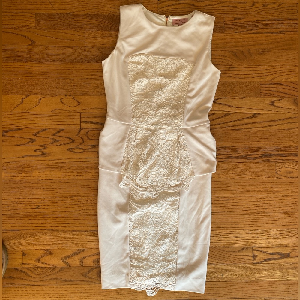 Ted Baker Peplum Dress - White